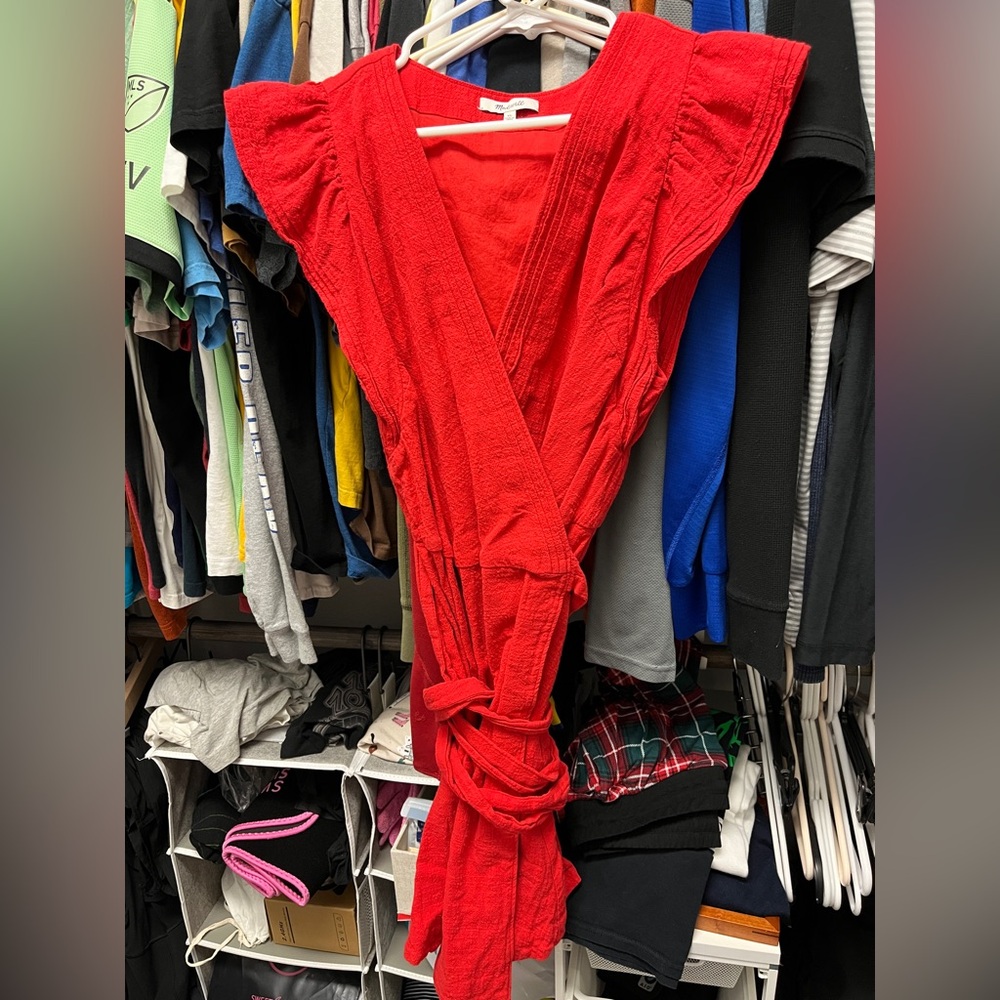 Madewell True Wrap Dress Red XL